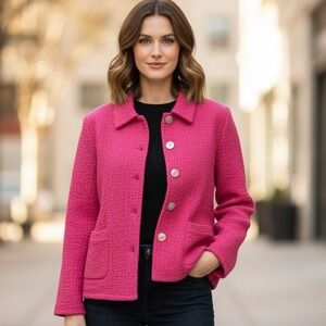 El‎ Huarache Jacket Womens Size Small Cotton Handmade Pink Seersucker Guatemala